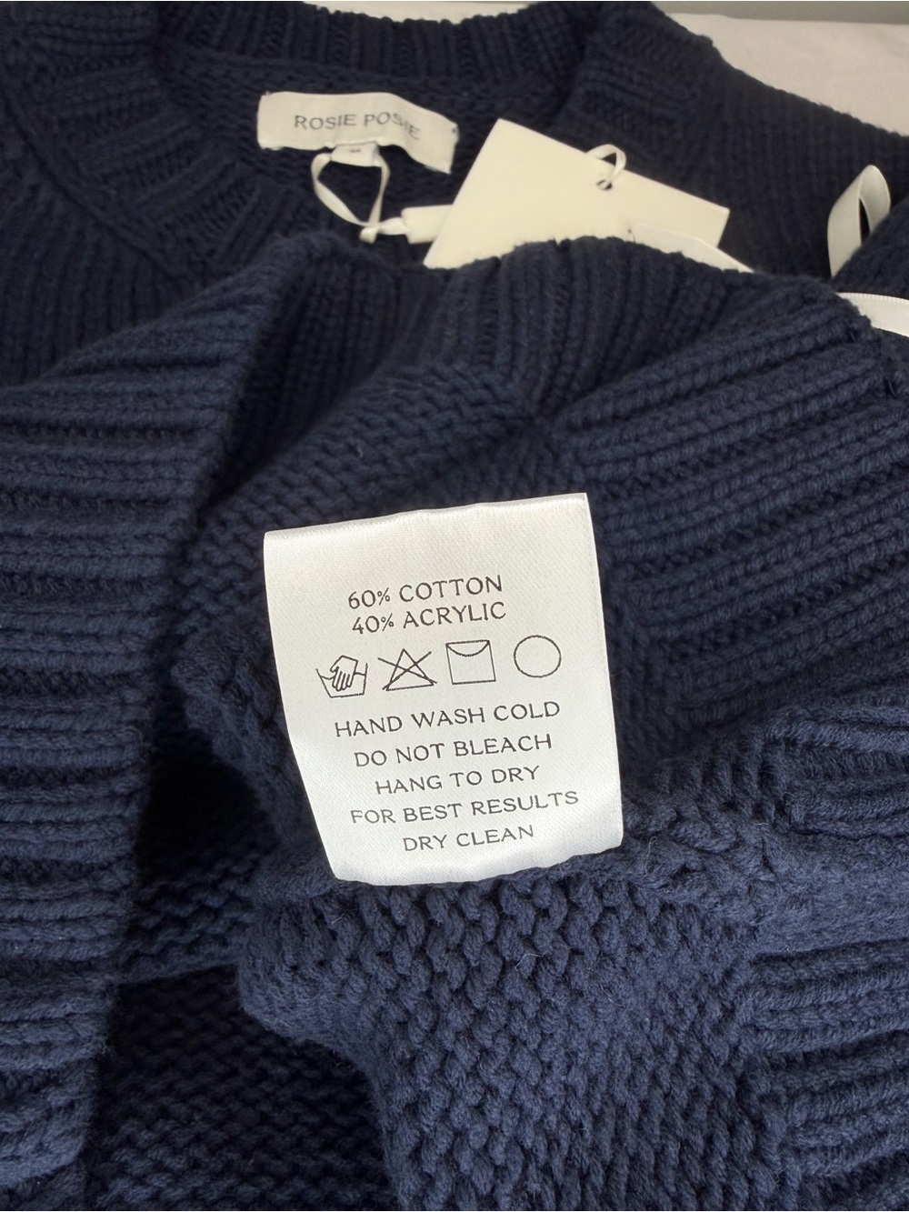 Rosie Posie Navy Blue sweater with white bows - Picture 4 of 4